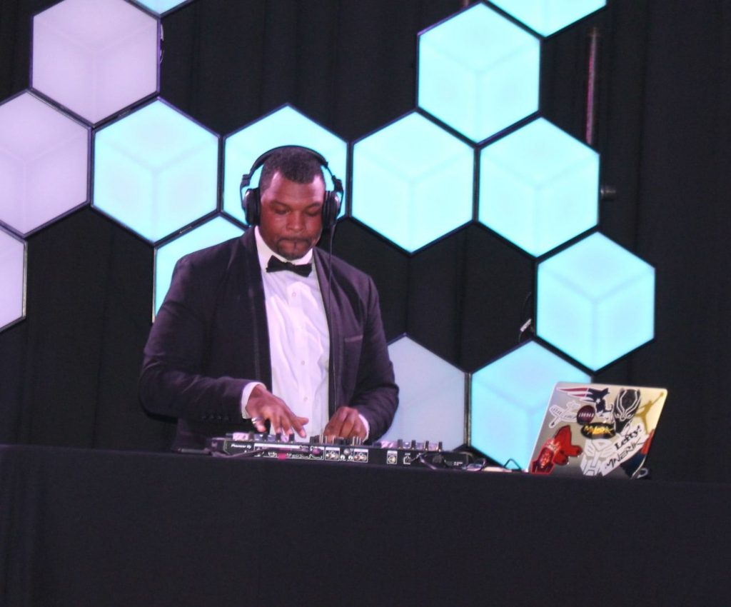 DJ in a tux at a fundraising event